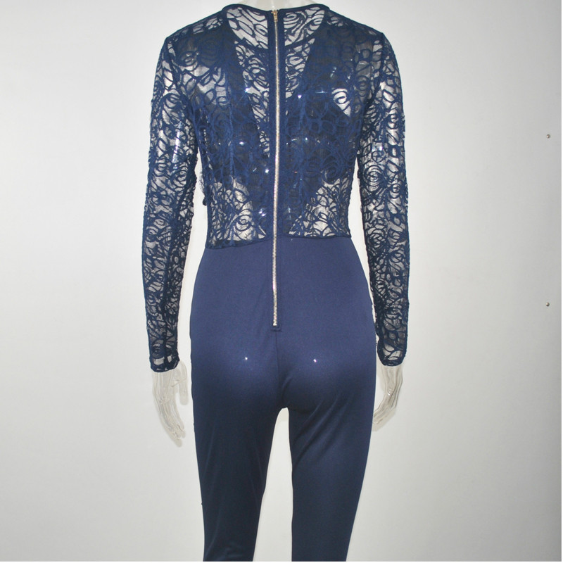 Μοντέρνα σέξι O λαιμόκοψη καλοκαιρινές γυναικείες ολόσωμες φόρμες Γυναικεία δαντέλα μακρυμάνικο κορμάκι Σέξι φόρμες προοπτικής