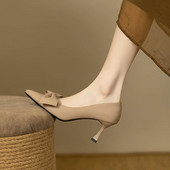 Cipele za žene 2023. Ljetna obuća za mladenke Ženska obuća na špic s mašnom na potpeticama Visoke potpetice Ležerne, udobne i elegantne