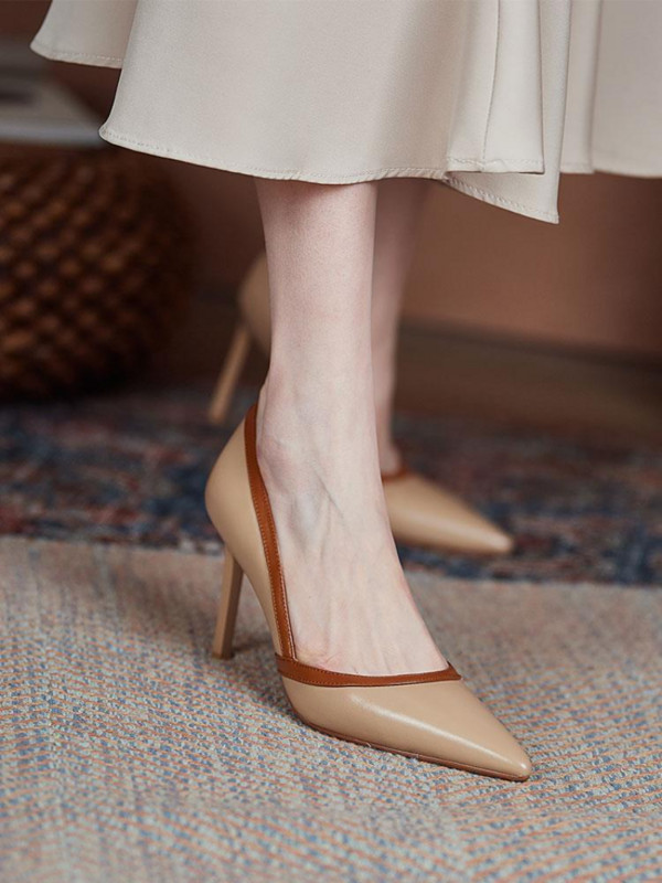 Încălțăminte de vară pentru damă Pantofi cu vârf ascuțit pentru femei 2023 cu toc Stilito Sexy Tocuri înalte din piele normală Pompe casual Office EA