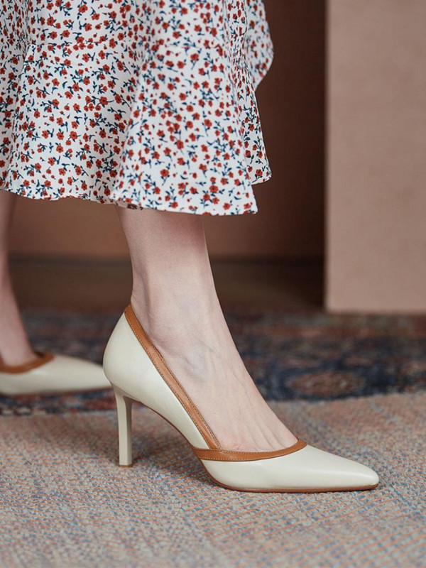 Încălțăminte de vară pentru damă Pantofi cu vârf ascuțit pentru femei 2023 cu toc Stilito Sexy Tocuri înalte din piele normală Pompe casual Office EA