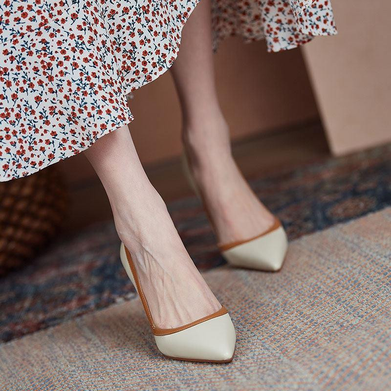 Încălțăminte de vară pentru damă Pantofi cu vârf ascuțit pentru femei 2023 cu toc Stilito Sexy Tocuri înalte din piele normală Pompe casual Office EA