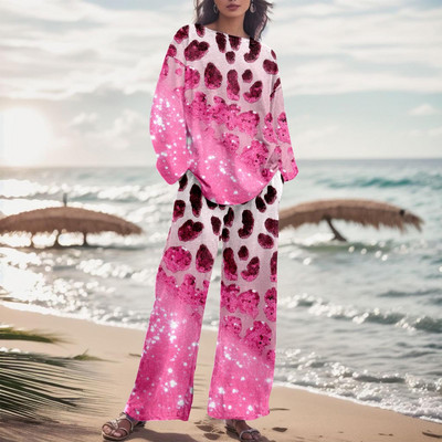 Dámska módna dvojdielna súprava s gradientnou farbou a nohavicami, jesenný oblek s prechodovou farbou 2023, voľné nadrozmerné elegantné tepláky