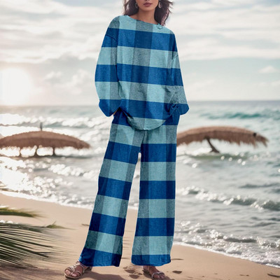 Dámska módna dvojdielna súprava s gradientnou farbou a nohavicami, jesenný oblek s prechodovou farbou 2023, voľné nadrozmerné elegantné tepláky