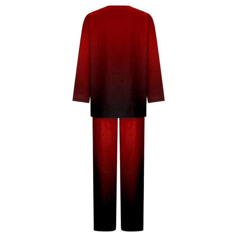 Dámska módna dvojdielna súprava s gradientnou farbou a nohavicami, jesenný oblek s prechodovou farbou 2023, voľné nadrozmerné elegantné tepláky