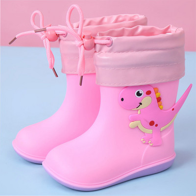 Rudens žiemos vaikiški batai nuo lietaus Šilti pliušiniai neperšlampami vaikiški batai nuo lietaus berniukams mergaitėms kūdikių guminiai batai minkšti PVC sniego batai CSH789
