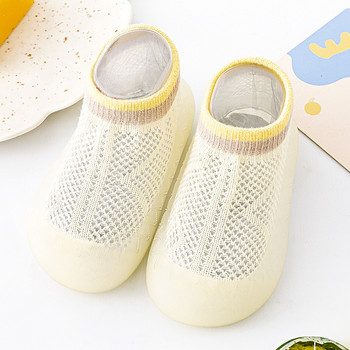 Летни мрежести обувки за бебешки чорапи Неплъзгащи се обувки за прохождане на закрито Дишащи топли еластични чорапи за момчета и момичета Маратонки с мека подметка
