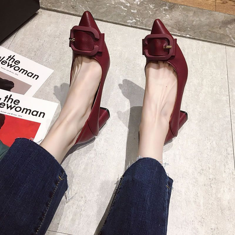 Încălțăminte de vară de damă Pantofi cu toc bloc pentru femei 2023 Tocuri groase Mocasini verzi de birou vârf ascuțit cu reducere medie EA