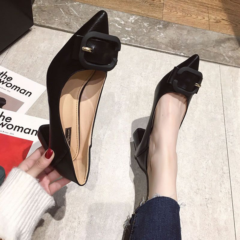 Încălțăminte de vară de damă Pantofi cu toc bloc pentru femei 2023 Tocuri groase Mocasini verzi de birou vârf ascuțit cu reducere medie EA