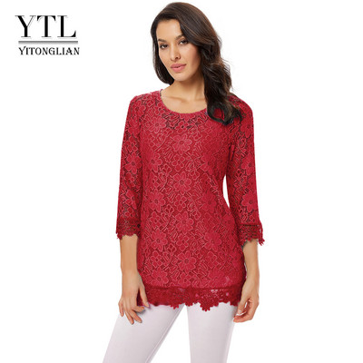 Yitonglian Γυναικεία Vintage Allover Floral Δαντελένια Μπλουζάκια Καλοκαιρινή Μπλούζα Καλοκαιρινή Μπλούζα για Party Work Γυναικείο πουκάμισο H244N