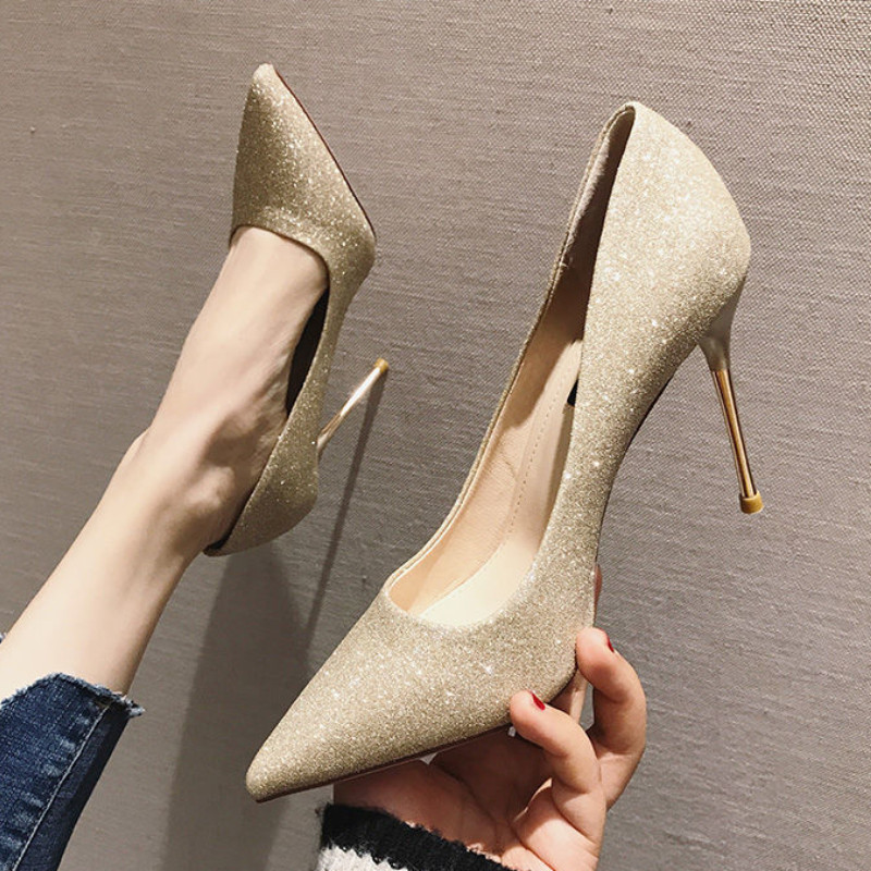 Cipele za žene 2023. Ženska ljetna obuća na super visoku petu Cipela za vjenčanje mladenka Zlatna večernja s kristalima Rhinestones Diamond 39