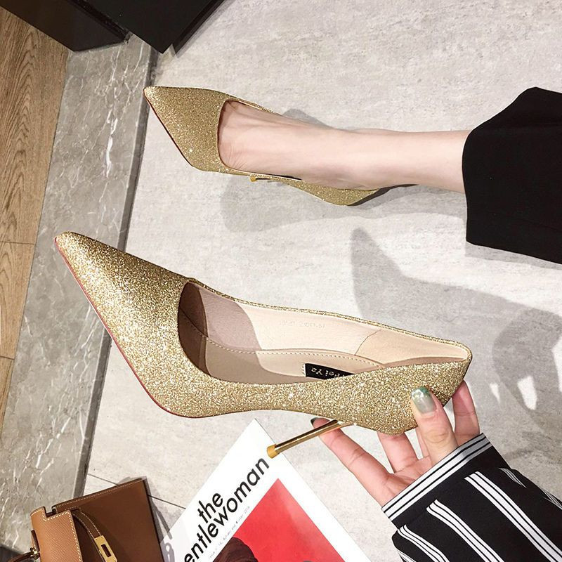 Cipele za žene 2023. Ženska ljetna obuća na super visoku petu Cipela za vjenčanje mladenka Zlatna večernja s kristalima Rhinestones Diamond 39