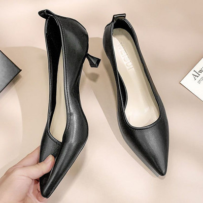 Pantofi pentru femei 2023 Mocasini Varf ascutit Incaltaminte dama vara cu toc mediu Stilito Piele normala Casual Office Primavara