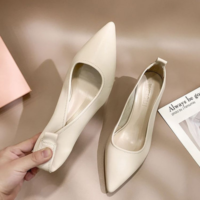 Pantofi pentru femei 2023 Mocasini Varf ascutit Incaltaminte dama vara cu toc mediu Stilito Piele normala Casual Office Primavara