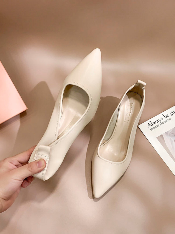 Pantofi pentru femei 2023 Mocasini Varf ascutit Incaltaminte dama vara cu toc mediu Stilito Piele normala Casual Office Primavara