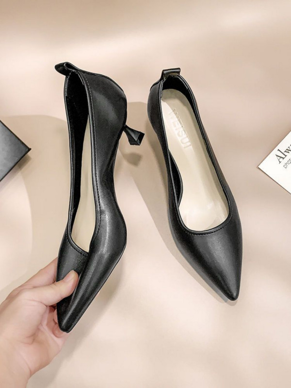 Pantofi pentru femei 2023 Mocasini Varf ascutit Incaltaminte dama vara cu toc mediu Stilito Piele normala Casual Office Primavara