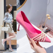 Dámske topánky na podpätku 2023, letné topánky, lodičky, biele perleťové, večerné, štýlové, so špicatou špičkou, vysoké podpätky, elegantné šaty 39