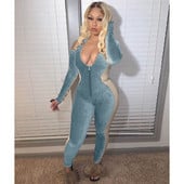 Baršunasti kombinezon s otvorenim ramenima Streetwear Ženski kombinezon s dugim rukavima uz tijelo