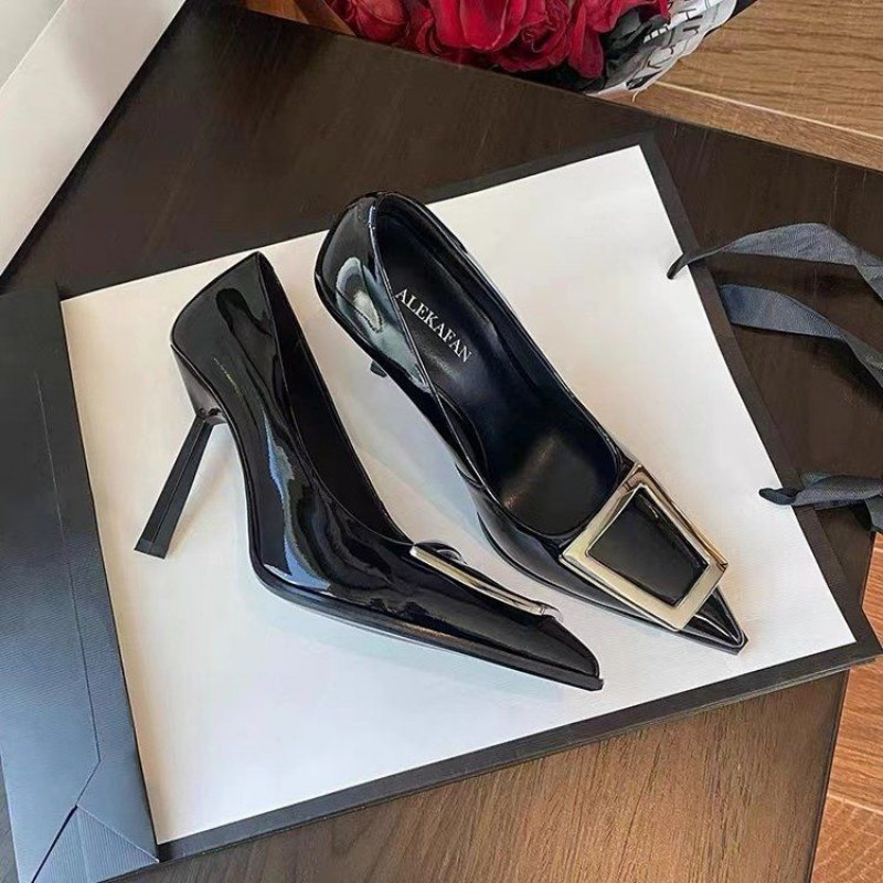 Cipele za žene 2023. Večernja ženska ljetna obuća Stilito crna, super visoka peta, špicasti vrh, normalna koža, ležerna moda Y2k