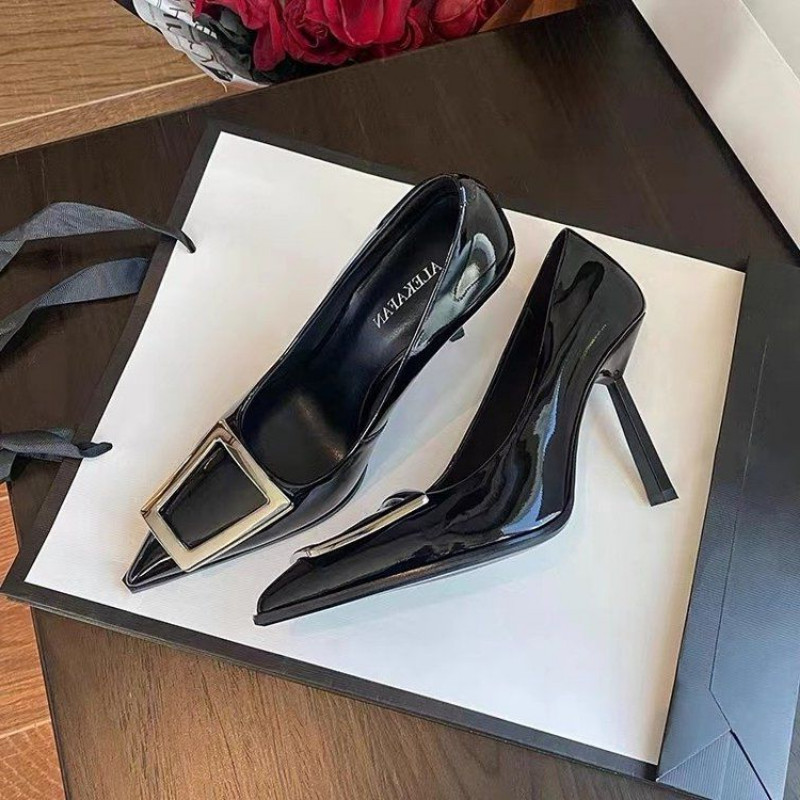 Cipele za žene 2023. Večernja ženska ljetna obuća Stilito crna, super visoka peta, špicasti vrh, normalna koža, ležerna moda Y2k