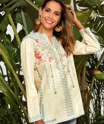 TEELYNN Boho Tops Boho 3xl Μακρυμάνικη γυναικεία μπλούζα Βαμβακερή έθνικ φλοράλ κέντημα Μπλούζες Πουκάμισα Φθινοπωρινές μπλούζα hippie