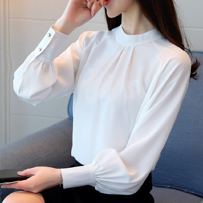 Bluze cu mânecă lungă de toamnă 2020 pentru femei de birou cămașă solidă cu guler în picioare Topuri pentru femei Bluze pentru femei Blusas Mujer 1308