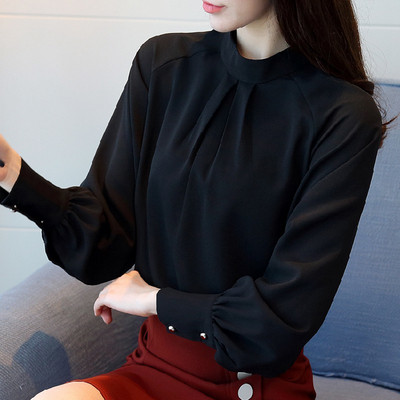 Bluze cu mânecă lungă de toamnă 2020 pentru femei de birou cămașă solidă cu guler în picioare Topuri pentru femei Bluze pentru femei Blusas Mujer 1308