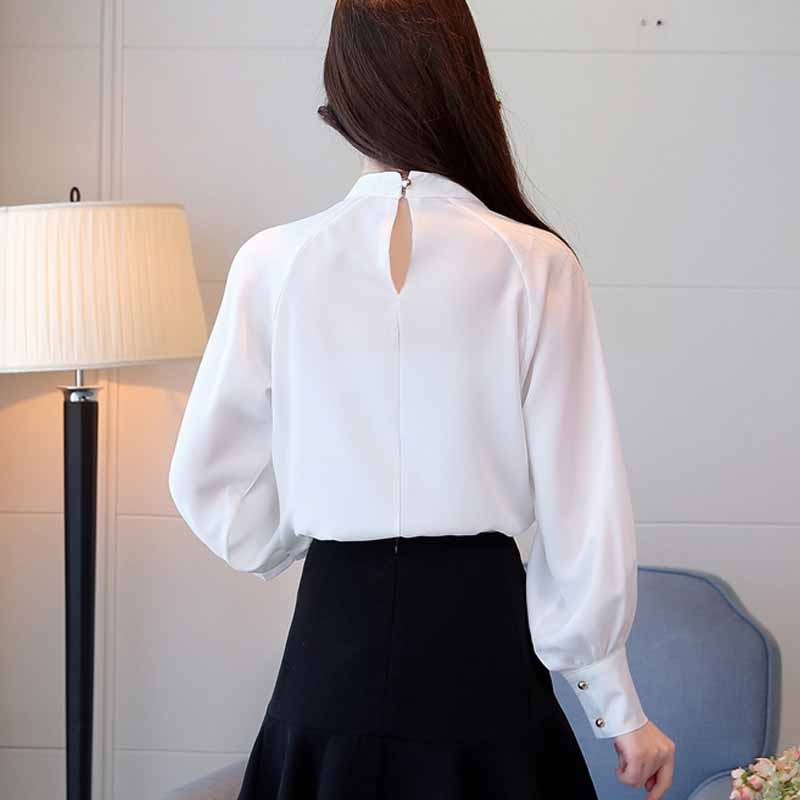 Bluze cu mânecă lungă de toamnă 2020 pentru femei de birou cămașă solidă cu guler în picioare Topuri pentru femei Bluze pentru femei Blusas Mujer 1308