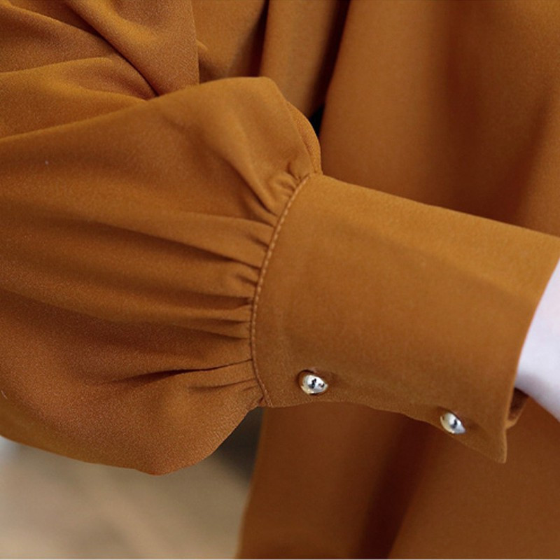 Bluze cu mânecă lungă de toamnă 2020 pentru femei de birou cămașă solidă cu guler în picioare Topuri pentru femei Bluze pentru femei Blusas Mujer 1308