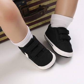 Черни модни новородени ежедневни платнени обувки Момчета и момичета Обувки за първа стъпка Бебета Малки деца Детски неплъзгащи се бебешки обувки