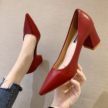 Дамски летни обувки Обувки с остри пръсти за жени 2023 Червени на ток Beau Today Офис Помпи на висок ток 39 Оферта за безплатна доставка