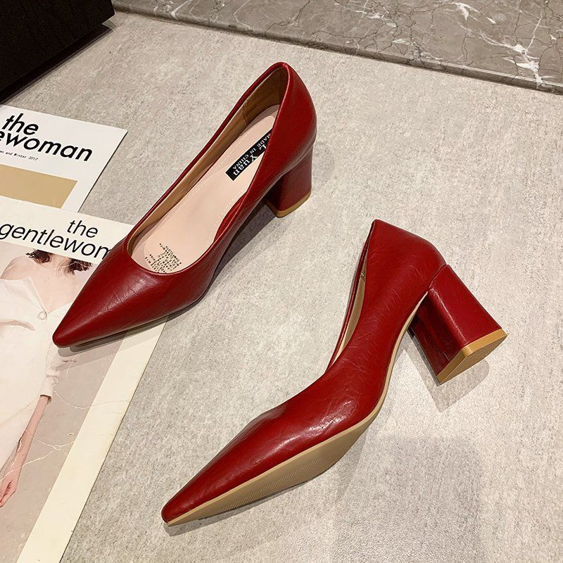 Dámska letná obuv s špicatou špičkou pre ženy 2023 Červené topánky na podpätku Beau Today Office vysoké podpätky Lodičky 39 Doprava zdarma Ponuka