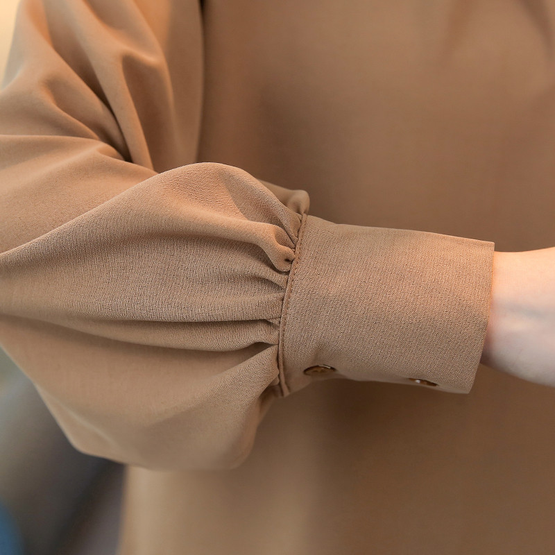 Jednostavna, elegantna košulja od mekanog šifona u korejskom stilu 2019, nova ženska bluza s lanternastim rukavima i dugim rukavima za proljeće 2019.