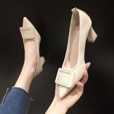 Moteriška vasarinė avalynė Batai su smailiais pirštais moterims 2023 m. juodi kvadratiniai aukštakulniai biuro aukštakulniai madinga elegantiška suknelė Y2k