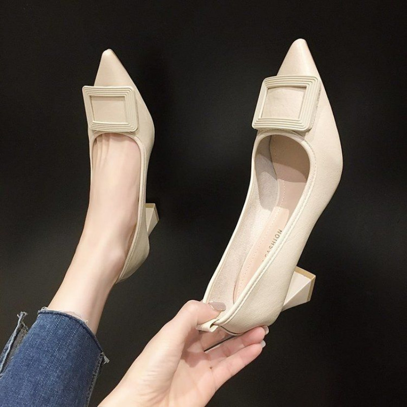 Moteriška vasarinė avalynė Batai su smailiais pirštais moterims 2023 m. juodi kvadratiniai aukštakulniai biuro aukštakulniai madinga elegantiška suknelė Y2k