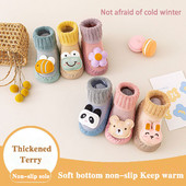 Roztomilé kreslené zvieracie detské topánky na podlahu pre chlapcov a dievčatá, zimné mäkké bavlnené protišmykové ponožky pre novorodencov a batoľatá, prvé chodítka