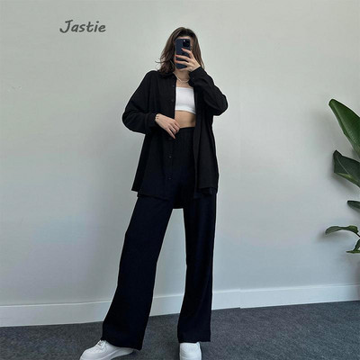 Μασίφ μονό στήθος πουκάμισο κοστούμια άνοιξη καλοκαίρι μόδας μακρυμάνικο πουκάμισο ίσιο παντελόνι δύο τεμαχίων για γυναικεία στολή 2023