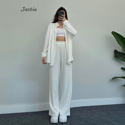 Μασίφ μονό στήθος πουκάμισο κοστούμια άνοιξη καλοκαίρι μόδας μακρυμάνικο πουκάμισο ίσιο παντελόνι δύο τεμαχίων για γυναικεία στολή 2023