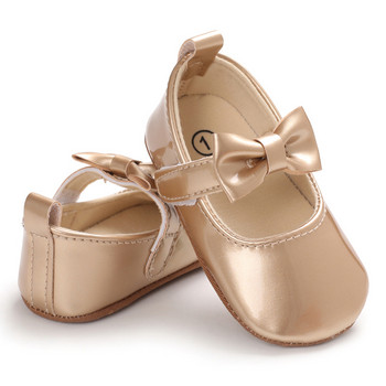 Златни обувки за кръщене на новородено бебе Елегантни и благородни златни обувки на принцеса Удобни меки подметки Нехлъзгащи се обувки за ходене