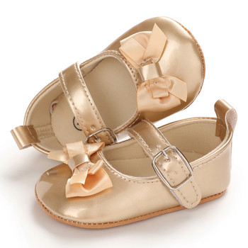 Златни обувки за кръщене на новородено бебе Елегантни и благородни златни обувки на принцеса Удобни меки подметки Нехлъзгащи се обувки за ходене