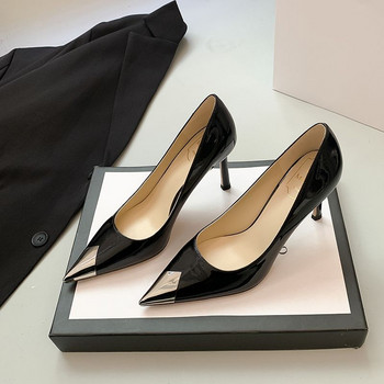Обувки за жени 2023 г. Секси дамски летни обувки с остри пръсти на ток стилит Черни вечерни помпи Високи токчета Луксозна марка Y2k