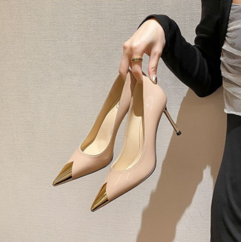 Обувки за жени 2023 г. Секси дамски летни обувки с остри пръсти на ток стилит Черни вечерни помпи Високи токчета Луксозна марка Y2k