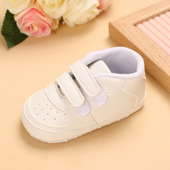 Детски пролетни обувки Новородени бебета Момичета и момчета Кръщене за развлечение Нехлъзгаща се обувка за ходене Бяла маратонка с мека подметка Prewalker