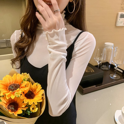 Veličina M-3XL Mrežaste bluze za djevojčice Košulje Majice Ženske jesenske Prozirne dolčevite s punim rukavima Tanke bluze Gornje potkošulje Ženske