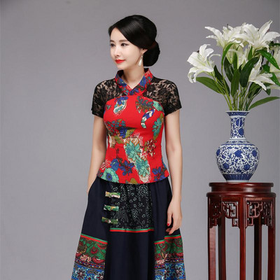 Ženska NOVA košulja Tanka majica s cvijetom Pamučna seksi čipkana bluza Košulje u kineskom stilu Vintage Hanfu odjeća Velika veličina 3XL 4XL 5XL 6XL