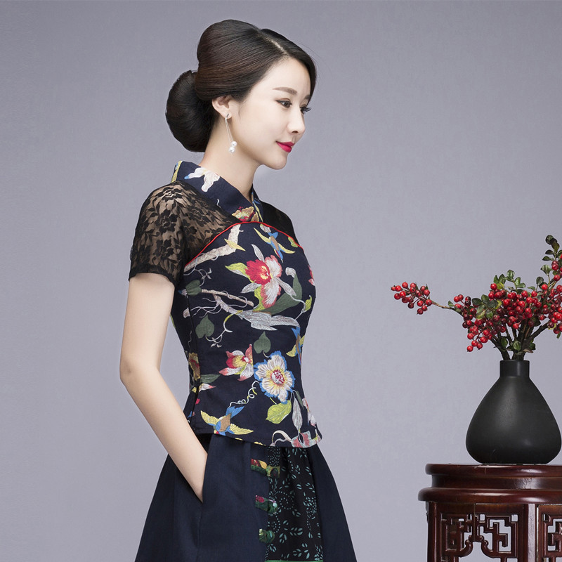 Ženska NOVA košulja Tanka majica s cvijetom Pamučna seksi čipkana bluza Košulje u kineskom stilu Vintage Hanfu odjeća Velika veličina 3XL 4XL 5XL 6XL