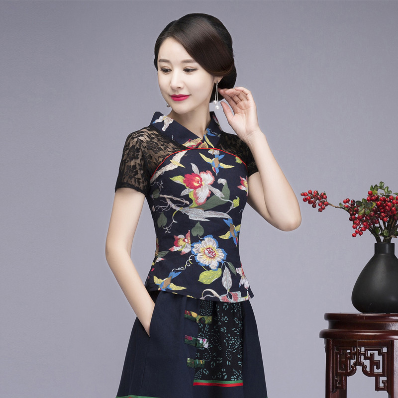 Ženska NOVA košulja Tanka majica s cvijetom Pamučna seksi čipkana bluza Košulje u kineskom stilu Vintage Hanfu odjeća Velika veličina 3XL 4XL 5XL 6XL