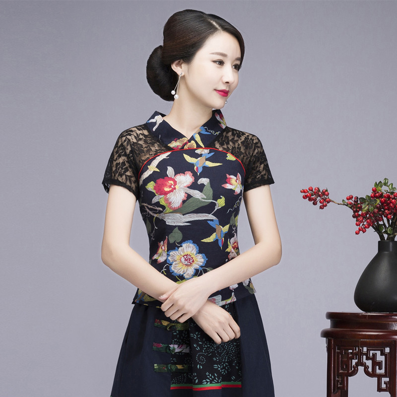 Ženska NOVA košulja Tanka majica s cvijetom Pamučna seksi čipkana bluza Košulje u kineskom stilu Vintage Hanfu odjeća Velika veličina 3XL 4XL 5XL 6XL