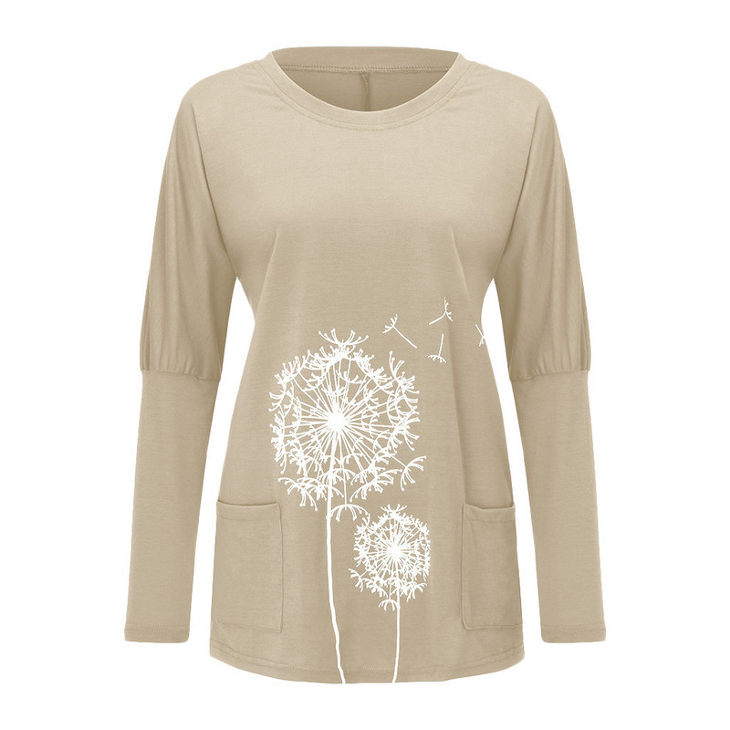 5xl bluza s cvjetnim printom veće veličine Ženske ležerne majice s tunikom s V-izrezom i džepovima Proljetne majice dugih rukava za žene Roupas Femininas