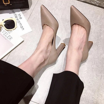 Ženska ljetna obuća Ženske cipele sa špicastim vrhovima Uredske super visoke pete 2023. Crne formalne četvrtaste pete Original Mark Beau danas