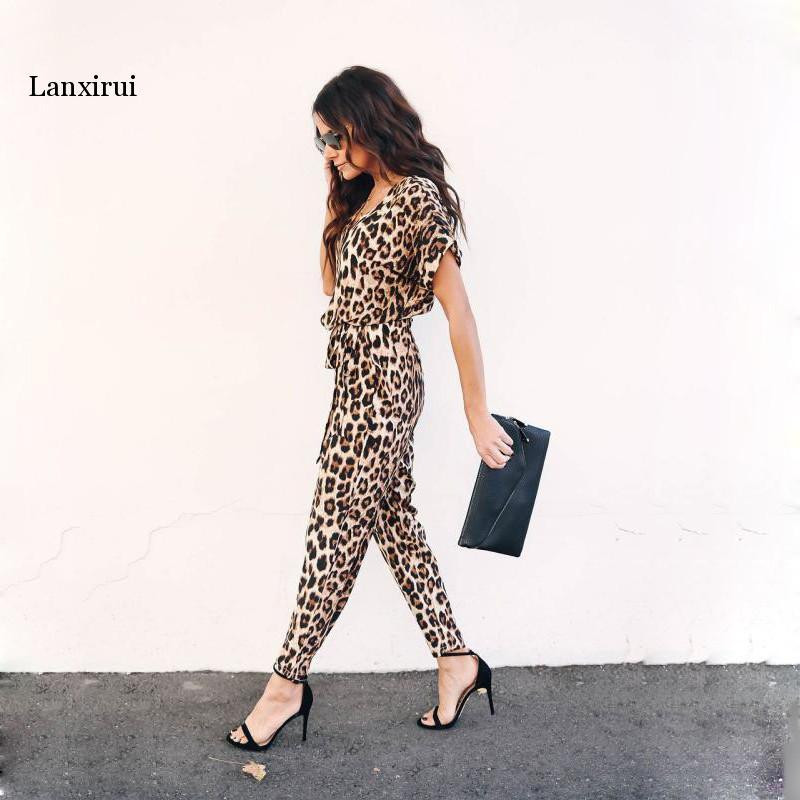 Dámske overaly s leopardím vzorom, krátky rukáv, dlhé nohavice, streetwear, gombíky, výstrih do V, dámske kancelárske oblečenie, ležérne oblečenie
